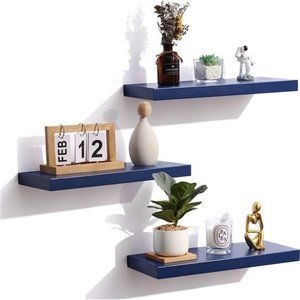 Floating Shelves, Solid Wood Wall Mounted Shelves with Invisible Brackets